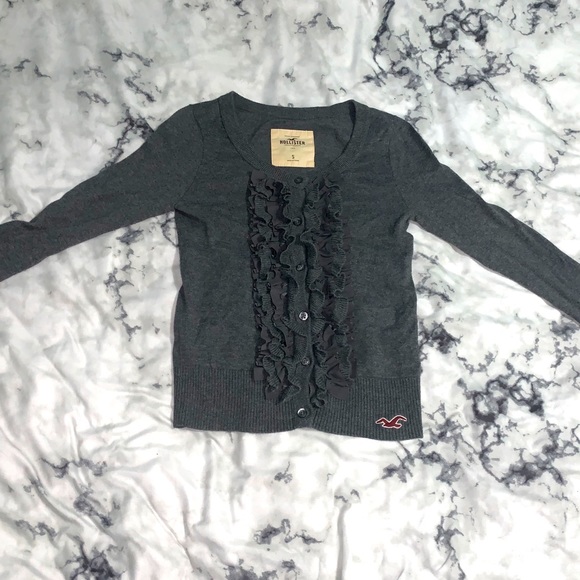 Ruffled cardigan dark grey - Picture 2 of 4